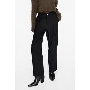 Zara High Rise‎ Cargo Pants Navy Straight Leg Utility Canvas  6929/465 SZ 2